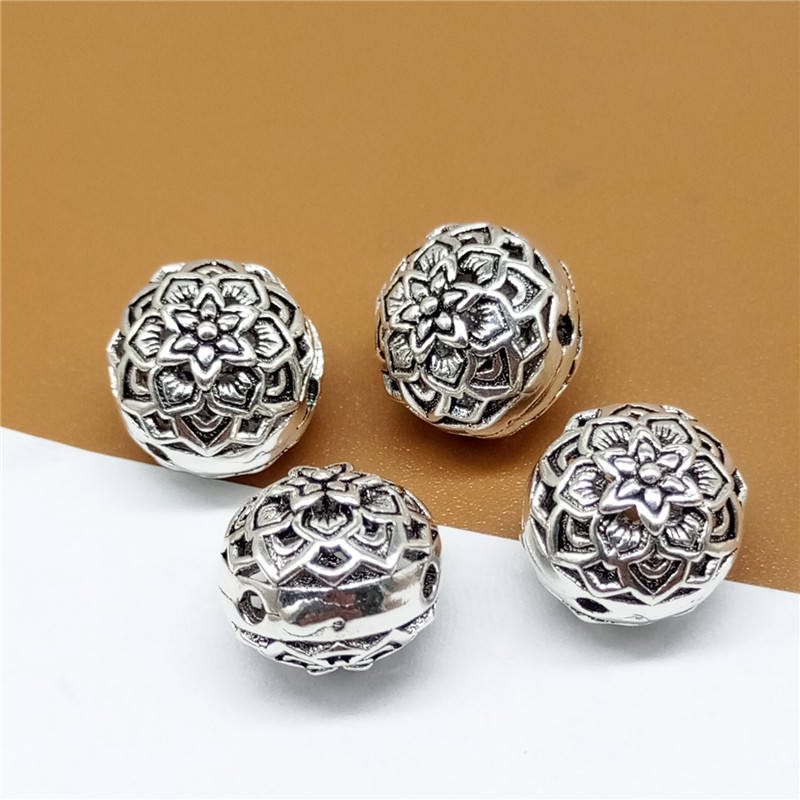 2 Sterling Silver Blossom Guru Beads 3 Holes Beads Flower Etsy
