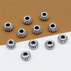 20 Sterling Silver Spacer Beads 5mm, 925 Silver Spacer Beads, Gear Spacer Beads, Bracelet Bead, Necklace Bead, Bulk Beads