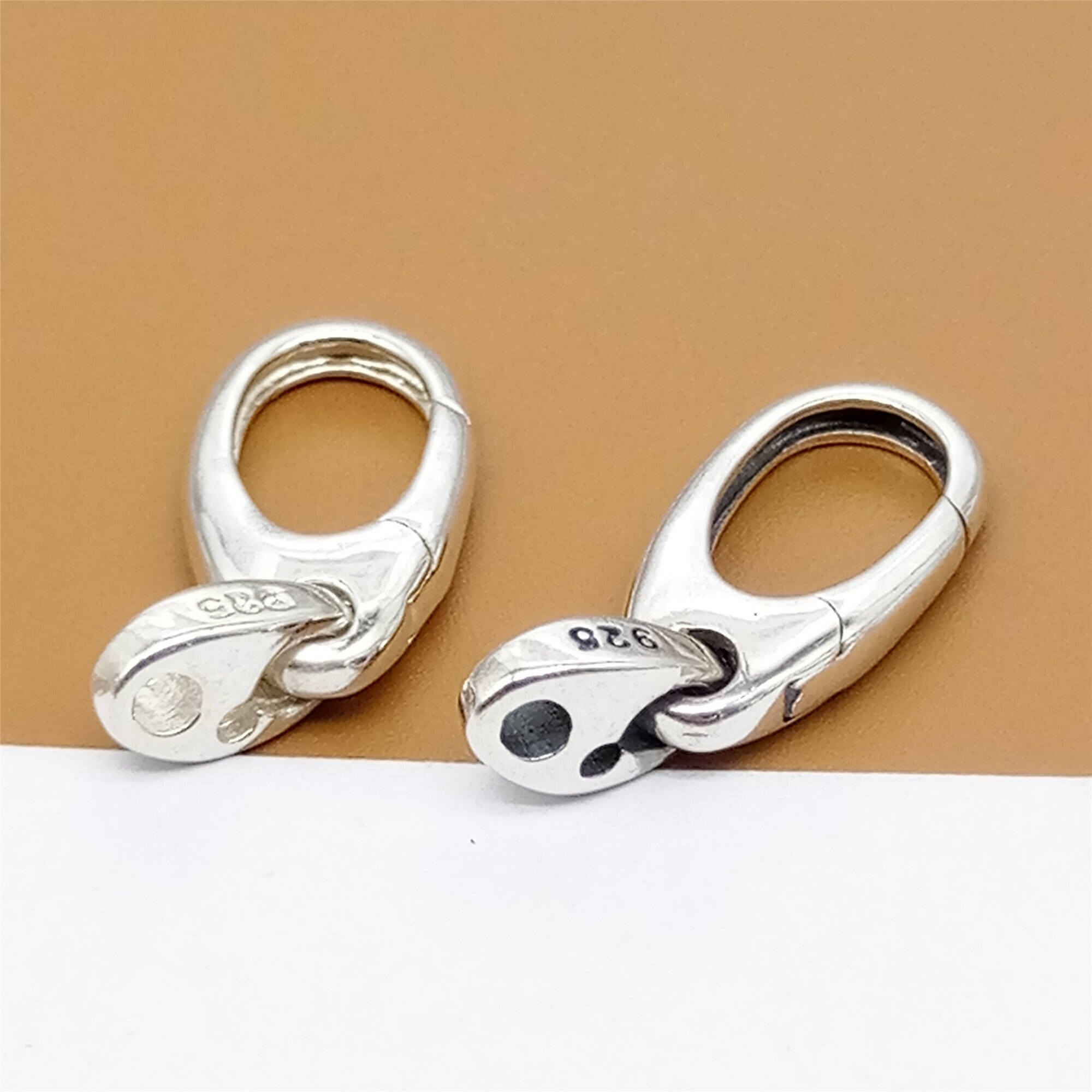 Sterling Silver Oval Push Clasp 925 Silver Hinged Ring Clasp Etsy