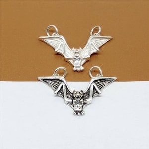 2 Sterling Silver Bat Charms, Sterling Bat Charms, Bat Charms for Necklace Bracelet Earring, 925 Silver Bat Charms