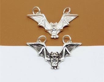 Sterling Silver Bat Charm, Sterling Bat Charms, Bat Charms for Necklace Bracelet Earring, 925 Silver Bat Charms