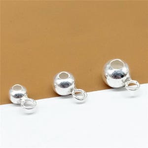 20 Sterling Silver Bail Beads with Open Jump Ring, Bail Bead Charms, 925 Silver Bails, Bail Spacer Beads 4mm 5mm 6mm