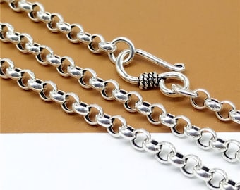 Sterling Silver Rolo Chain 4mm, Rolo Necklace Chain, Belcher Chain, 925 Silver Rolo Chain Necklace 18 20 22 24 26 28 30 32 Inches