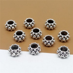 5 separadores de cuentas de burbujas de plata de ley, cuentas de burbujas de plata 925, separadores de pulseras de burbujas, accesorios de joyería, cuentas para collar con orificio de 3 mm