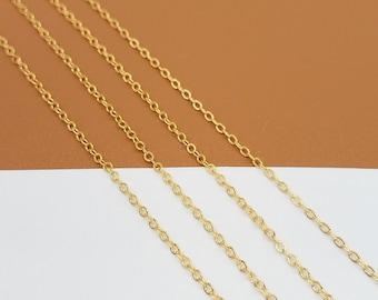 Sterling Silver Round Cable Chain Gold Plated, 925 Silver Hammered Cable Chain, Bracelet Necklace Unfinished Chain Footage 3.28ft/100cm