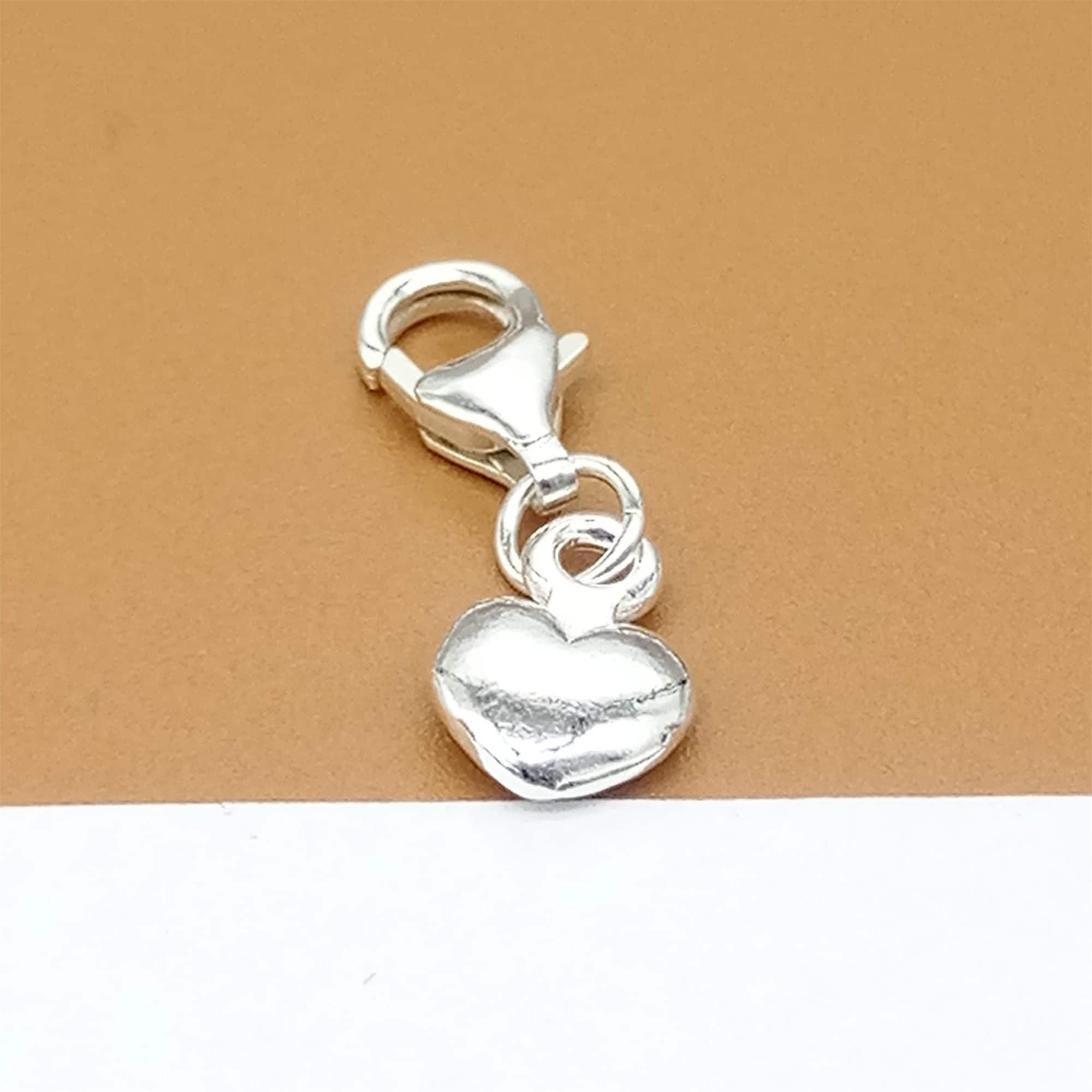 Sterling Silver TINY Heart Clip on Charm, 925 Silver Small Heart
