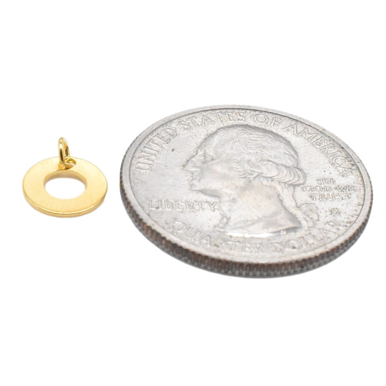 2pcs 18K Gold Vermeil Style Tiny Cut-out Circle Charms on 925 Sterling Silver Geometry Charm Heavy 18K Gold Plated Circle Charm