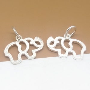 2 Sterling Silver Cut-out Elephant Charms, 925 Silver Shiny Elephant Charms, Bracelet Charm, Necklace Charm