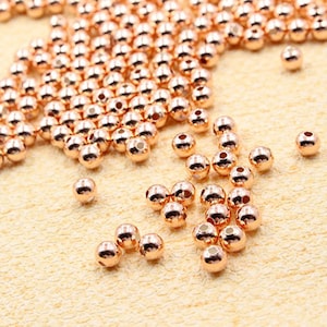 Sterling Silver Seamless Round Beads w/ Rose Gold Plated, 925 Silver Ball Bead, Rose Gold Plated Round Bead 2mm 2.5mm 3mm 4mm 5mm 6mm 8mm