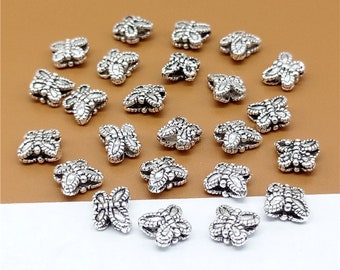 10 Sterling Silver Butterfly Beads, Bulk Butterfly Bead, 925 Silver Butterfly Bead, Butterfly Spacer Bead, Butterfly Jewelry