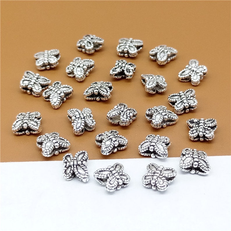 20 Sterling Silver Butterfly Beads Bulk Butterfly Bead 925 Etsy