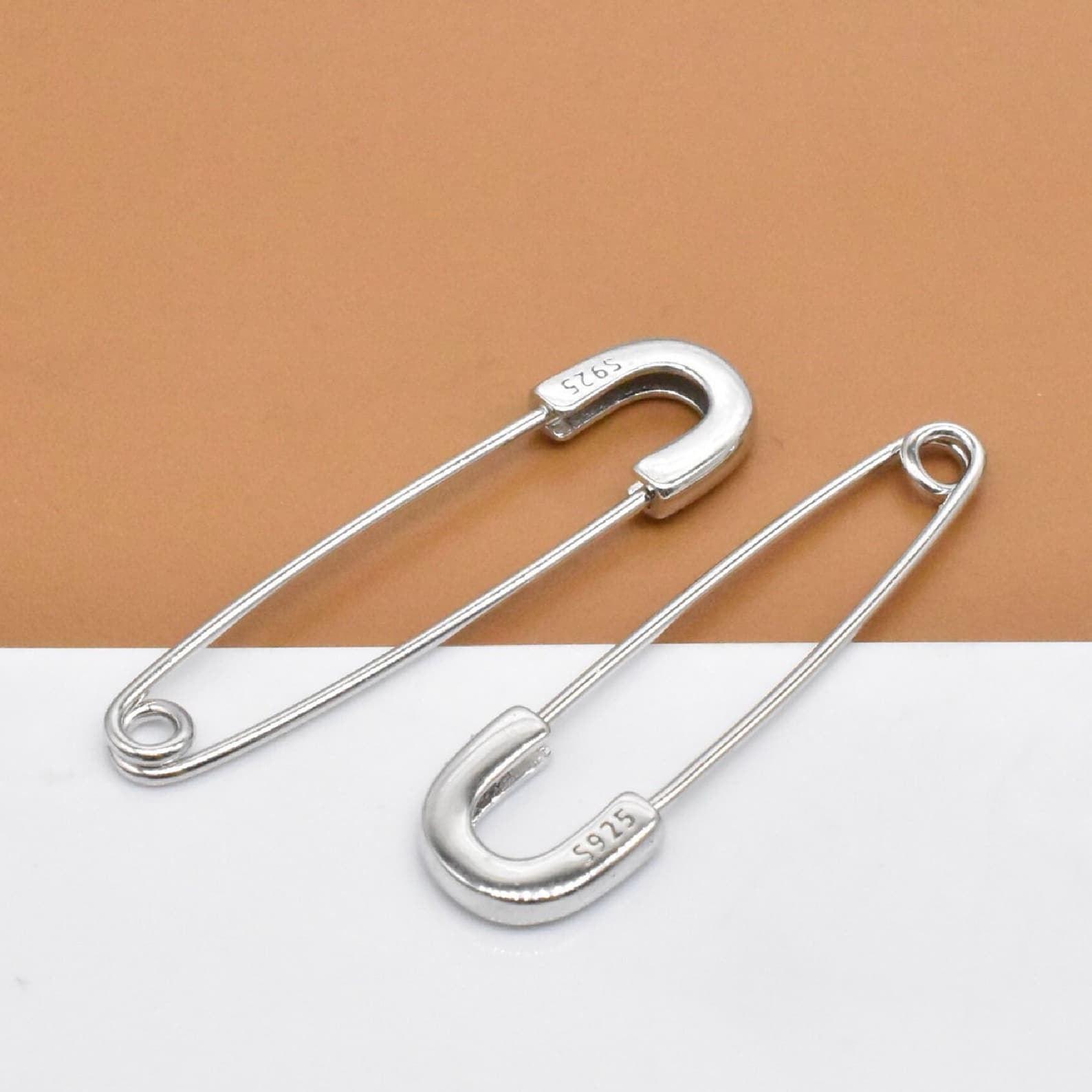 2 Sterling Silver Plain Brooch Pin Back With Rhodium Plated Etsy