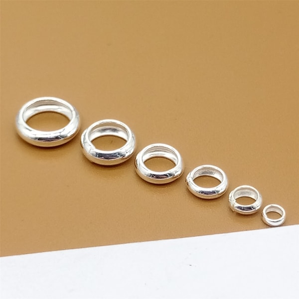 20 Sterling Silber Ring Spacer Perlen, Rolo Typ Perlen, Großes Loch Runde Spacer Perlen, 925 Silber Spacer Perle 3mm 4mm 5mm 6mm 7mm 8mm