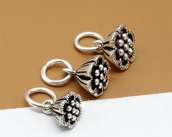 925 Sterling Silver Lotus Pod Charm, Flower Pod Charm, 925 Silver Lotus Charm for Bracelet Necklace