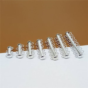 Sterling Silver Tube Clasp, 925 Silver Tube Clasp 2 3 4 5 6 7 8 Strand for Layered Detangler Clasp, Slide Lock Clasp, Bar Clasp