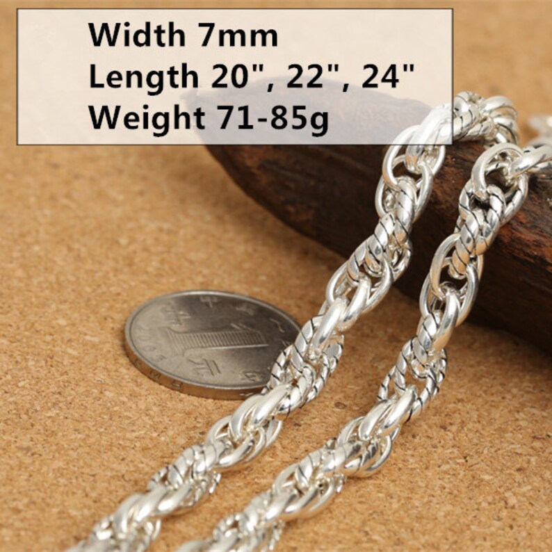Sterling Silver Chunky Twist Rope Chain 8mm 925 Silver Bail Etsy
