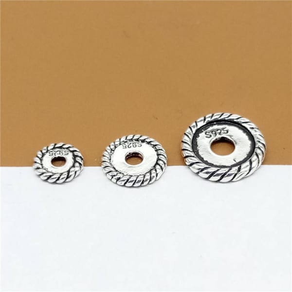 Cuentas espaciadoras de plata esterlina, 925 cuentas espaciadoras redondas de plata esterlina, cuentas de neumáticos, cuentas de pulsera, cuentas espaciadoras, cuentas redondas, 6 mm 8 mm 10 mm