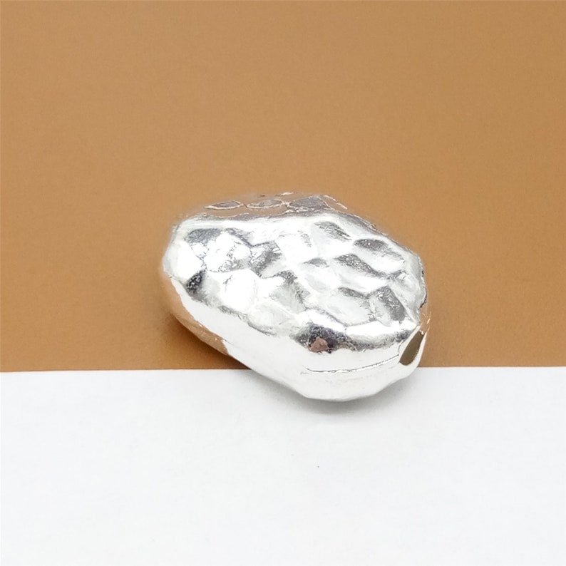 Sterling Silver Hammered Nugget Bead Shiny Plain Bead 925 Etsy
