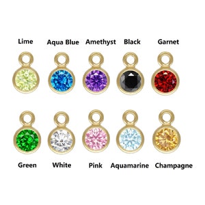 4pcs 14K Gold Filled Bezel Drop Charms with 3mm CZ Stone, Gold Filled Bezel Charms, Stone Necklace Bracelet Charm, Jewelry Findings 1/20 14K