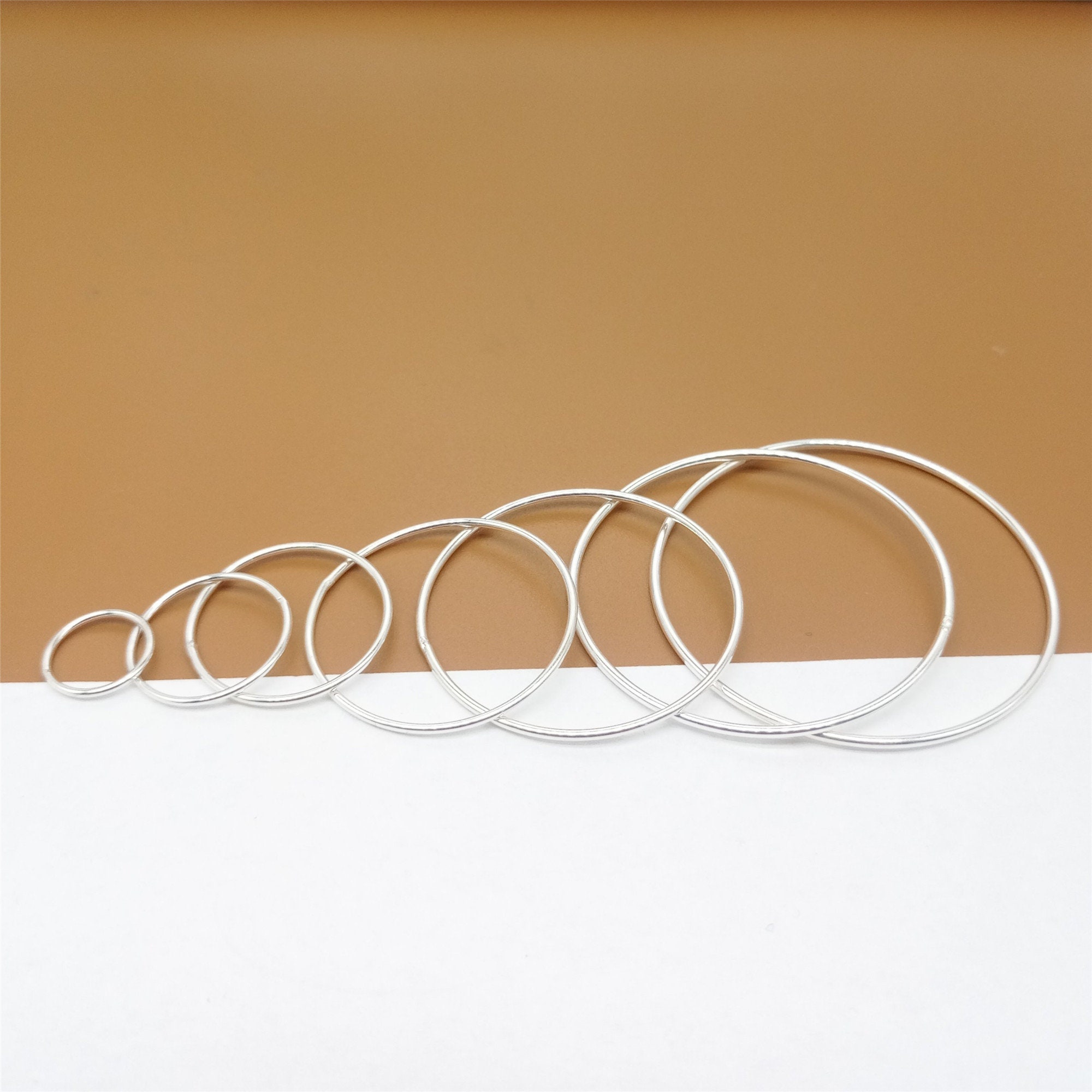 4pcs Sterling Silver Closed Rings, Round Circle, 925 Silver Link ...