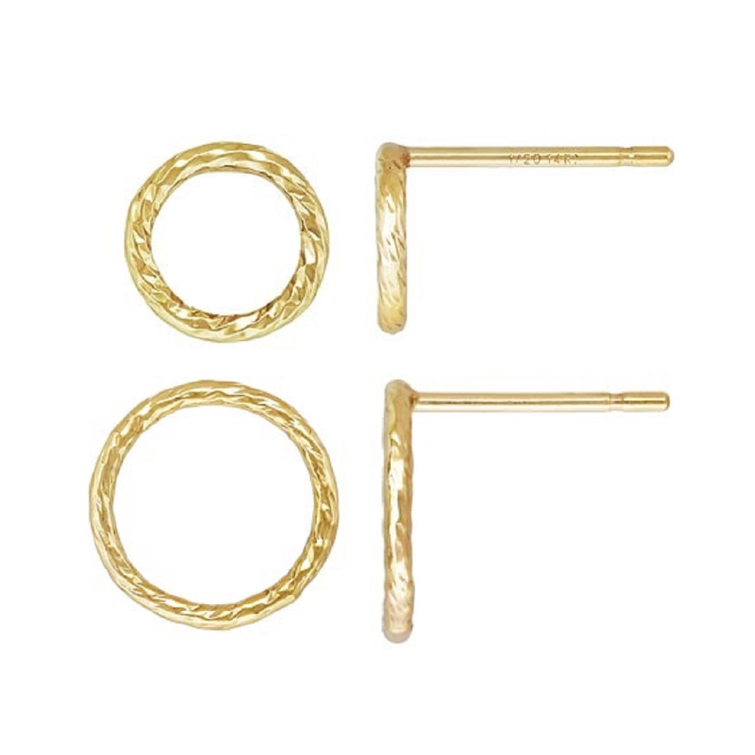 7mm 10mm 14K Gold Filled Sparkle Circle Post Earring, Gold Filled