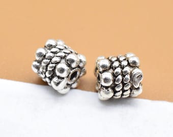 8 Sterling Silver Flower Beads,  925 Silver Small Blossom Bead, Oxidized Flower Bead, Floral Bead, Bracelet Bead, Necklace Bead 4.5mm