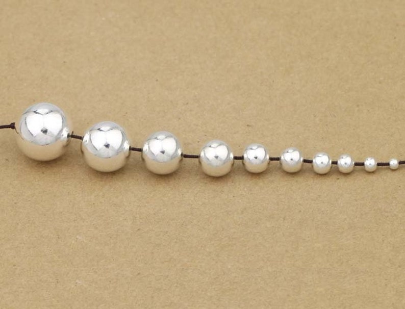 Sterling Silver Beads, Sterling Silver Seamless Round Ball Beads, 925 Silver Round Bead, Bracelet Bead, Necklace Bead 2mm 22mm image 4