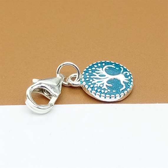 t様へ①⑤ Sterling Silver Life Tree Clip on Charm With Enameled, 925