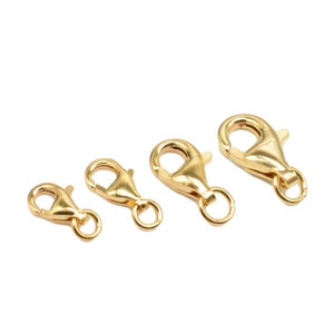 Gold Plated Trigger Clasps on 925 Sterling Silver, Sterling Sivler Lobster Clasps Gold Plated, 925 Silver Claw Clasp for Bracelet Necklace