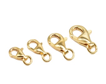 Gold Plated Trigger Clasps on 925 Sterling Silver, Sterling Sivler Lobster Clasps Gold Plated, 925 Silver Claw Clasp for Bracelet Necklace