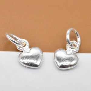 4 Sterling Silver Heart Charms 2-sided, 925 Silver Shiny Heart Charms, Love Heart Charms, Small Heart, Bracelet Charm, Necklace Charm
