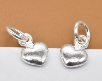 4 Sterling Silver Heart Charms 2-sided, 925 Silver Shiny Heart Charms, Love Heart Charms, Small Heart, Bracelet Charm, Necklace Charm