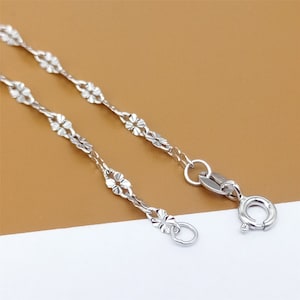 Chaîne papillon en argent sterling avec collier plaqué rhodium, chaîne de collier papillon en argent 925 sans ternissement 2,4 mm 18 pouces