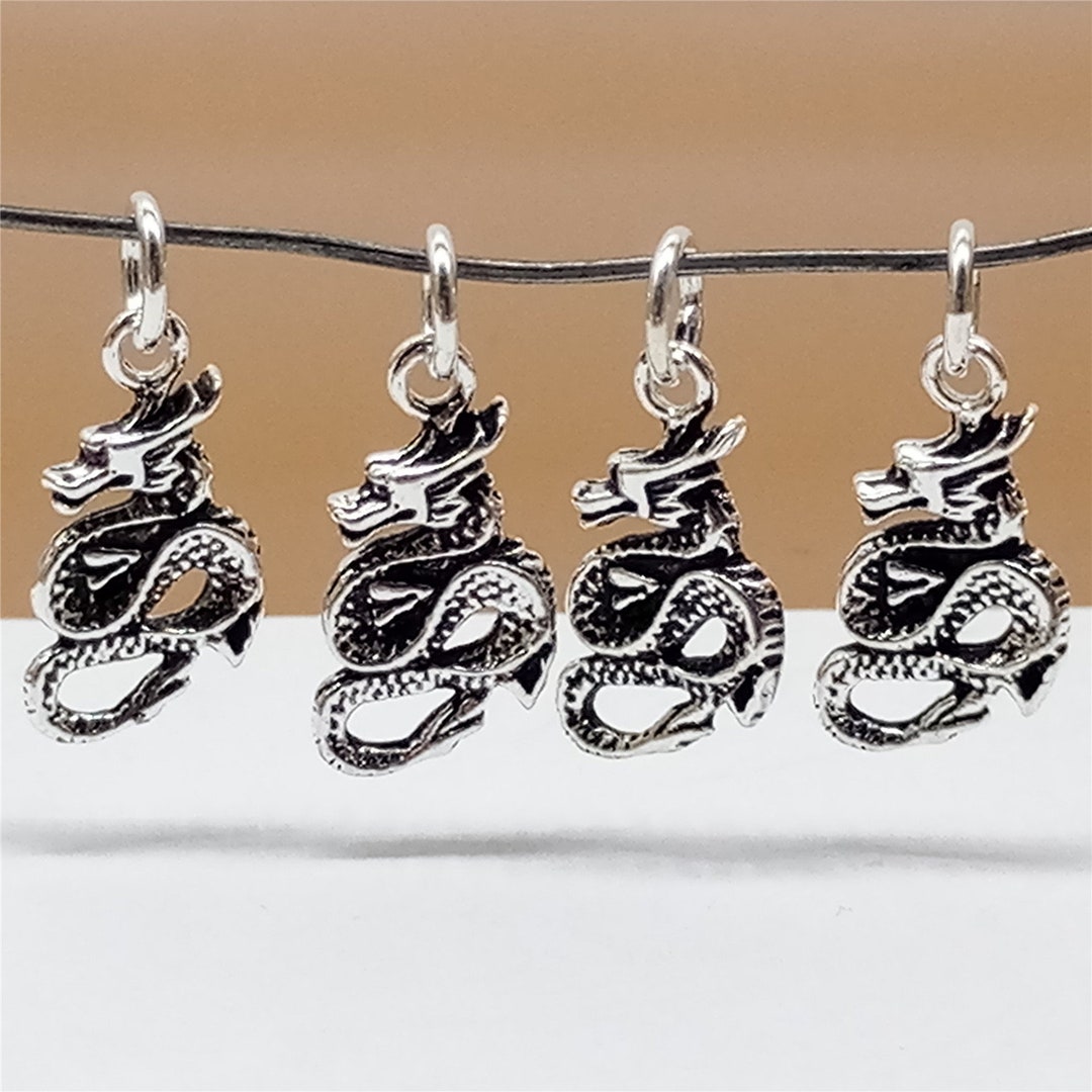 8 Sterling Silver Dragon Charms, Small Dragon, 925 Silver Dragon Charms, Bracelet Charm