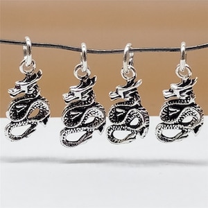 8 Sterling Silver Dragon Charms, Small Dragon, 925 Silver Dragon Charms, Bracelet Charm, Necklace Charm