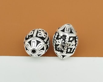 Cuentas de plata de ley Om mani padme hum, cuentas budistas chinas de plata 925, cuentas Om, cuentas budistas, cuentas para pulseras, cuentas para collares