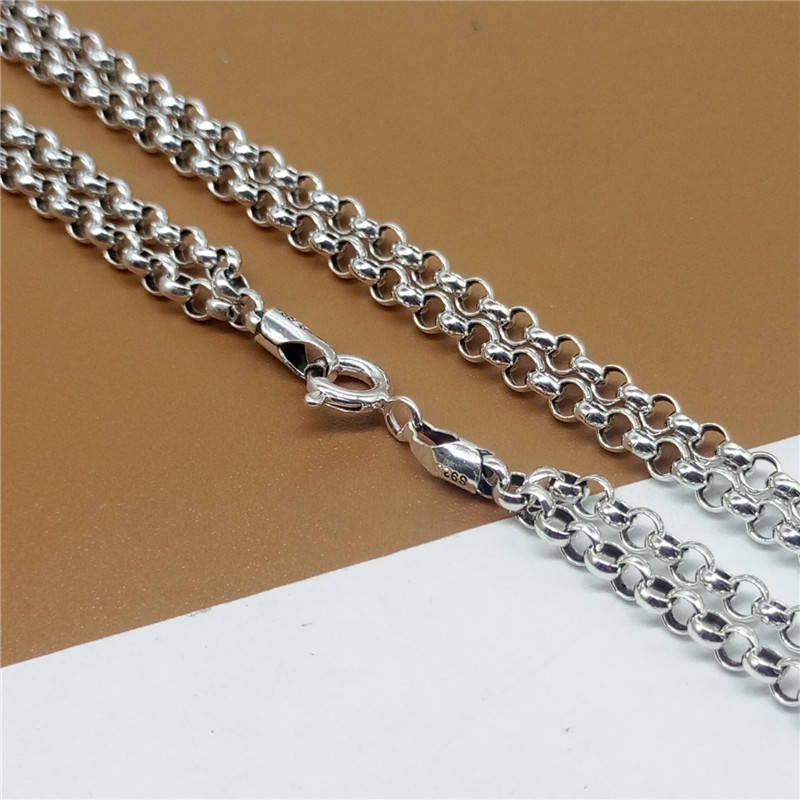 Sterling Silver Double Rolo Chain Double Belcher Chain 925 Etsy