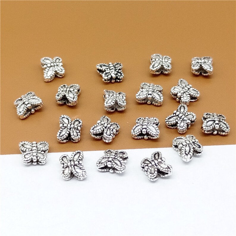 20 Sterling Silver Butterfly Beads Bulk Butterfly Bead 925 Etsy