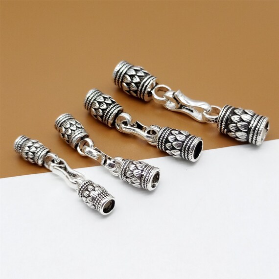 925 Sterling Silver Lotus Flower Cord End Cap for Yoga Bracelet Leather Cord