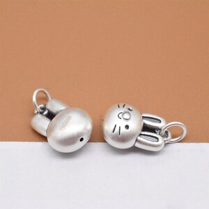 990 Fine Silver Bunny Charms, Sterling Silver Hollow Bunny Charm