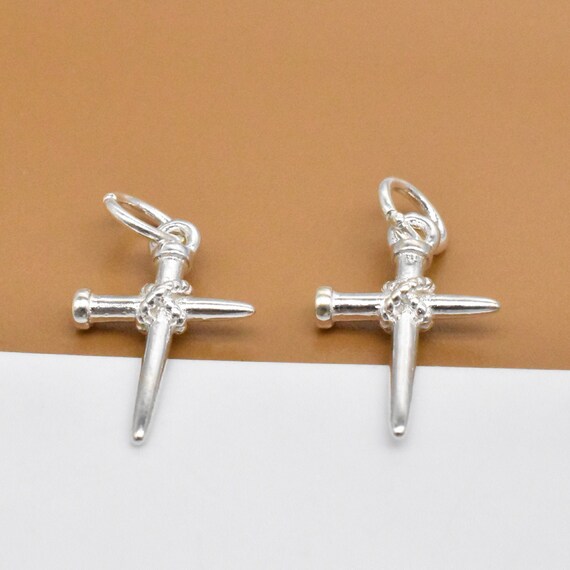 Cross Charm Bracelet Double Layer Rhodium on Sterling Silver - Nontarnish Cross Charm Bracelet Double Layer Rhodium on Sterling Silver - Nontarnish