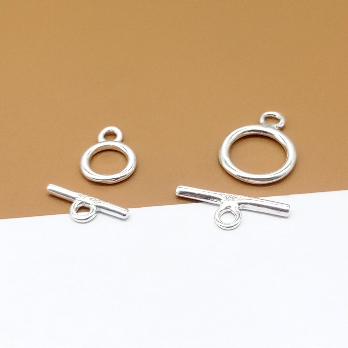 5 Sterling Silver Small Toggle Clasps Circle 6mm 8mm 925 Etsy