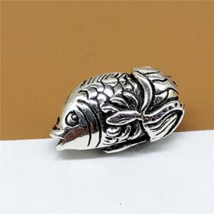 3 Sterling Silver Fish Beads, Sterling Fish Beads, 925 Silver Fish Beads, Fish Spacer Beads, Bracelet Fish Beads, Necklace Beads