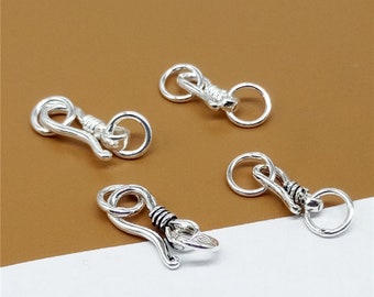 10 Sterling Silver Clasps, S Clasp, Hook Clasp With Ring, 925 Silver Hook Clasp Connector, Clasp Connector, Hook Connector, Hook Ring