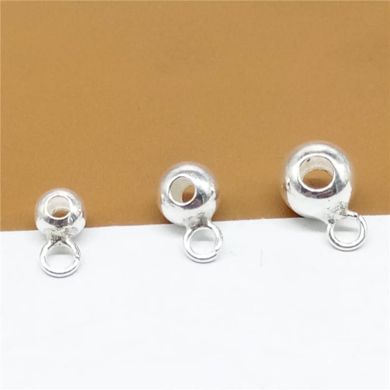 20 Sterling Silver Bail Beads With Open Jump Ring Bail Bead Etsy