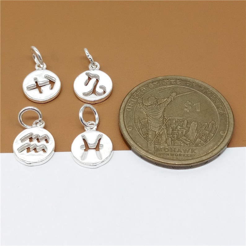 4 Sterling Silver Zodiac Charms 925 Silver Aries Taurus Etsy