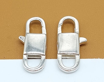 Sterling Silver Rectangle Lobster Clasp, 925 Silver Lobster Clasp, Spring Clasp, Trigger Clasp, Jewelry Clasp, Bracelet Necklace Clasp