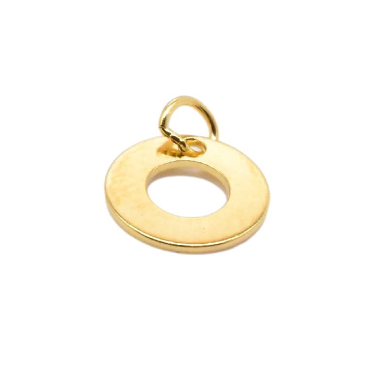 2pcs 18K Gold Vermeil Style Tiny Cut-out Circle Charms on 925 Sterling Silver Geometry Charm Heavy 18K Gold Plated Circle Charm