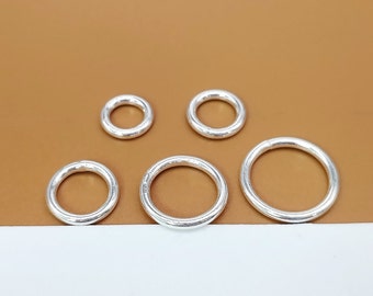 10 sterling zilveren gesloten ringetjes, 925 zilveren massieve glanzende ringetjes, ronde ring 8 mm 9 mm 10 mm 12 mm 14 mm, draaddikte 1,5 mm (15 gauge)