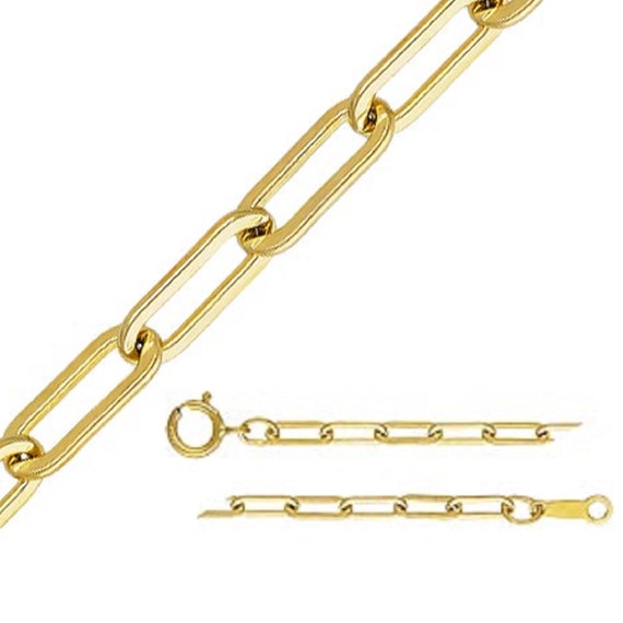14K Gold Filled Paperclip Chain Necklace, Gold Filled Paper Clip Necklace  Chain, Rectangle Drawn Cable Chain Necklace 16 18 Inches - Main Image